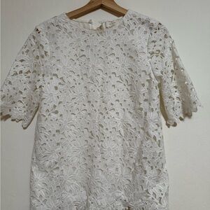 Kate Spade Cream Boxy Embellished Blouse